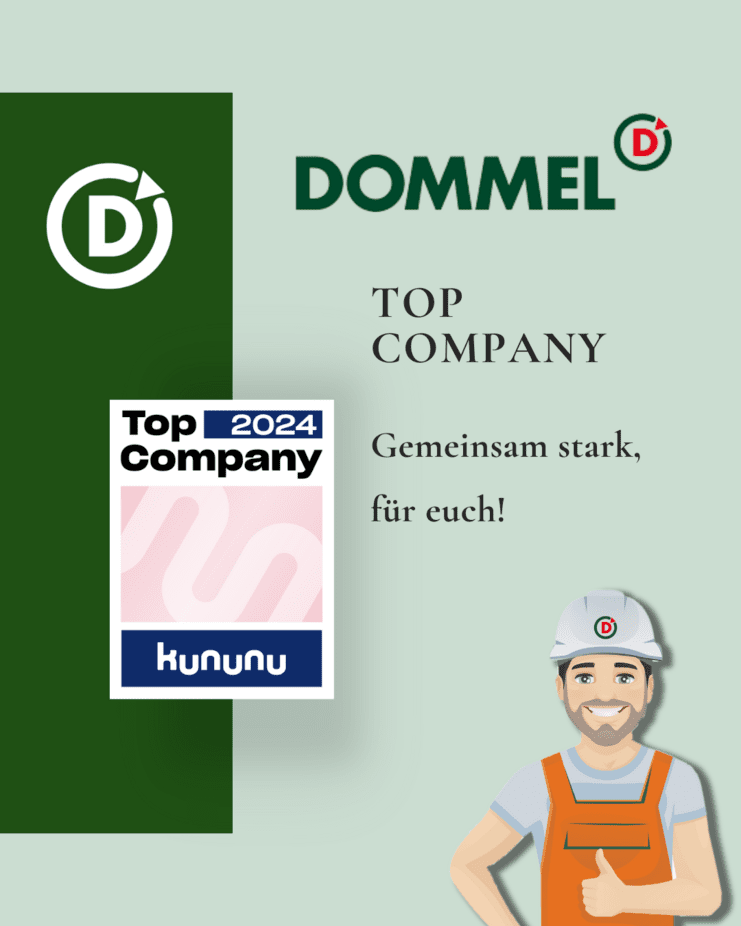 Erneut top: Auch für das Jahr 2024 wird die Sanierungstechnik Dommel wieder mit dem Top Company-Siegel von kununu ausgezeichnet.