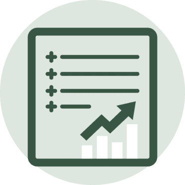 Grafik mit Notizen und Wachstumskurve auf einem Hintergrund im Kreisformat.