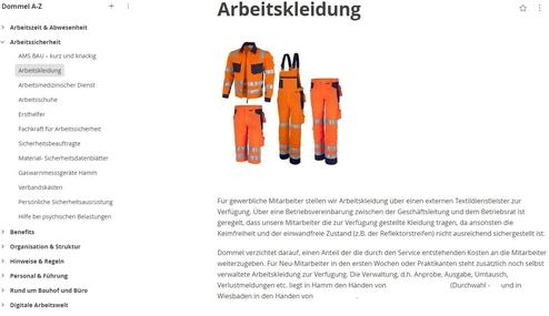 Abbildung von orangefarbenen Arbeitskleidungsteilen, darunter eine Jacke und eine Latzhose mit reflektierenden Streifen.